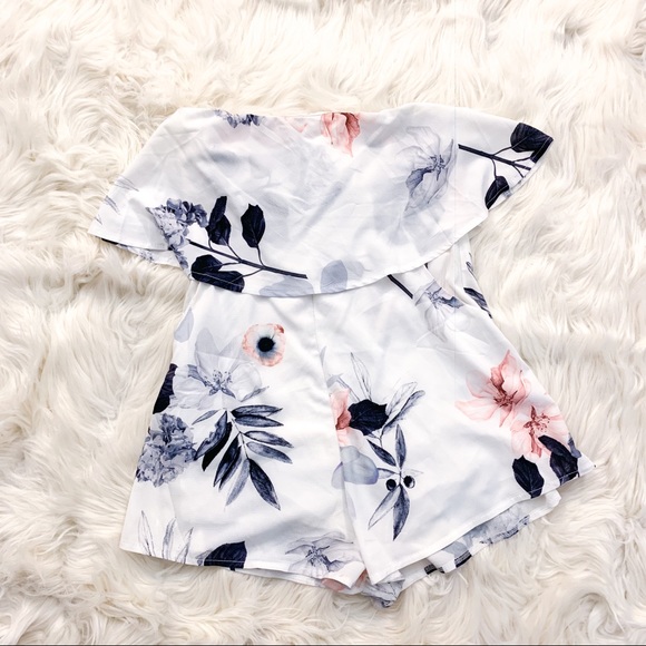 Showpo. Pants - Showpo Playsuit Romper in White Floral